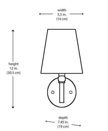 Hampton Bay Canterwood 1-Light Brass Indoor Wall Sconce Light Fixture with Tapered Fabric Shade C6371-BR