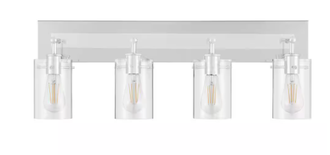 Hampton Bay Regan 29.25 in. 4-Light Chrome Bathroom Vanity Light with Clear Glass Shades DSHD19574V7