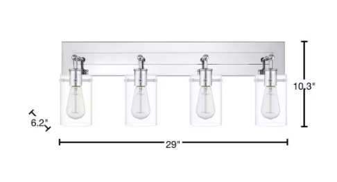 Hampton Bay Regan 29.25 in. 4-Light Chrome Bathroom Vanity Light with Clear Glass Shades DSHD19574V7