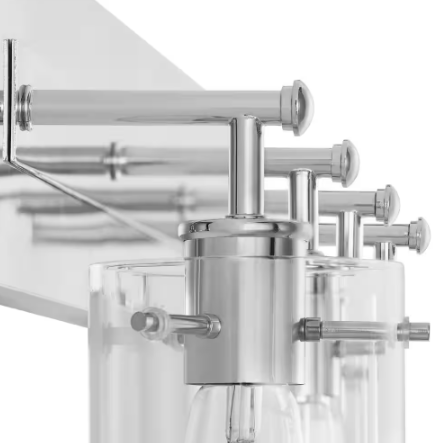 Hampton Bay Regan 29.25 in. 4-Light Chrome Bathroom Vanity Light with Clear Glass Shades DSHD19574V7