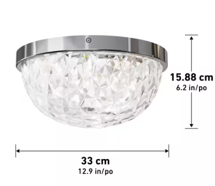 Artika Carat 13 in. Modern Chrome Integrated LED Flush Mount Light Ceiling Light FM-CA