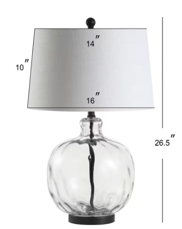 JONATHAN Y Rae 26.5 in. Clear/Black Glass/Metal LED Table Lamp JYL1067A