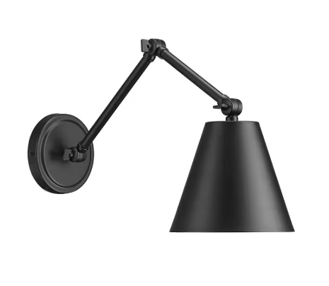 Regent 7.5 in. 1-Light Matte Black Wall Sconce with Matte Black Steel Shade and No Bulb Included 347S-MB