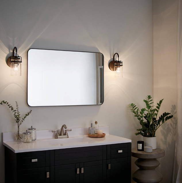 KICHLER Brinley 1-Light Olde Bronze Bathroom Indoor Wall Sconce Light with Clear Glass Shade 45576OZ
