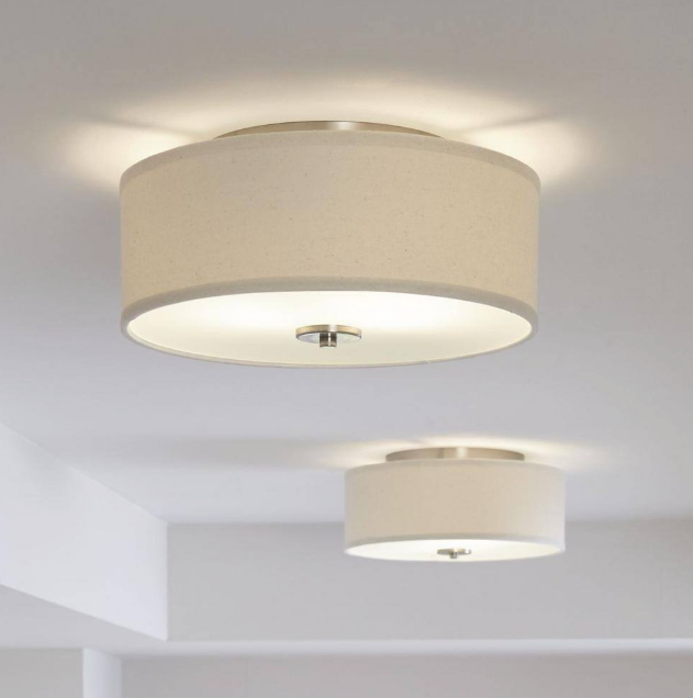 Progress Lighting Inspire Collection 13 in. 2-Light Brushed Nickel Transitional Kitchen Ceiling Light Drum Flush Mount P3713-09