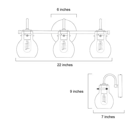 LNC Robb Modern 3-Light Gold Bathroom Vanity Light Interior Powder Room Lighting with Clear Globe Shades LLRBVYHL135697V