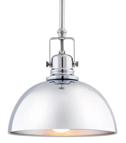 Kira Home Belle 60-Watt 1-Light Chrome Contemporary Pendant Light with Chrome Shade, No Bulb Included RV-CP215-9751-CH