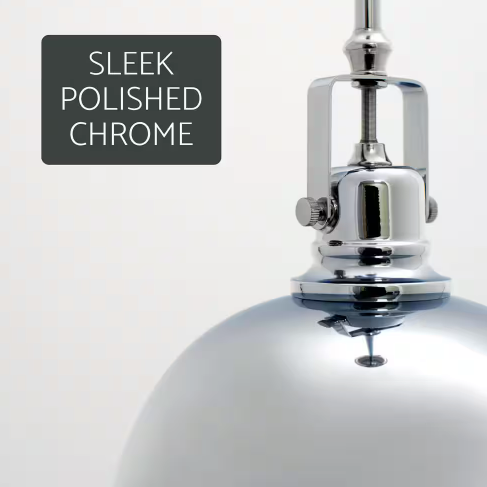 Kira Home Belle 60-Watt 1-Light Chrome Contemporary Pendant Light with Chrome Shade, No Bulb Included RV-CP215-9751-CH