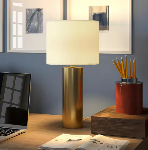 Meyer&Cross York 16 in. Brass Finish Mini Lamp with Fabric Shade ML2151
