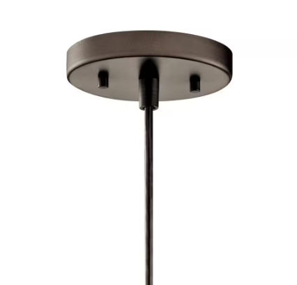 KICHLER Avery 9.75 in. 1-Light Olde Bronze Farmhouse Shaded Kitchen Globe Mini Pendant Hanging Light with Clear Seeded Glass 43852OZ