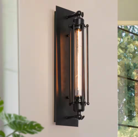 LNC Farmhouse Matte Black Rectangle Wall Lamp 1-Light Industrial Sconce for Ambiance in Living Dining Room Kitchen Corridor A02251