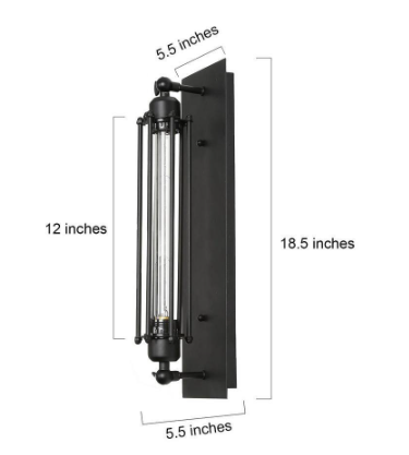 LNC Farmhouse Matte Black Rectangle Wall Lamp 1-Light Industrial Sconce for Ambiance in Living Dining Room Kitchen Corridor A02251