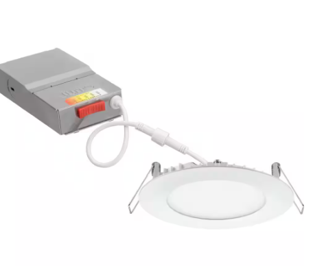 Juno Contractor Select WF4 SWW5 4 in. Selectable CCT Ultra Slim Canless Integrated LED White Recessed Light WF4 SWW5 90CRI MW M6