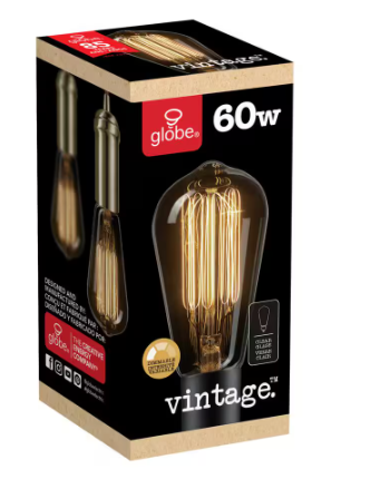 Globe Electric 60 Watt ST19 Dimmable Cage Filament Vintage Edison Incandescent Light Bulb, Warm White Light