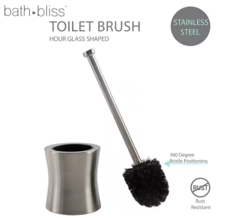 Bath Bliss Stainless Steel Toilet Brush Hour Glass Shaped 4981