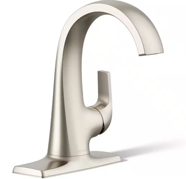 KOHLER- Cursiva Single Handle Single Hole Bathroom Faucet in Vibrant Brushed Nickel