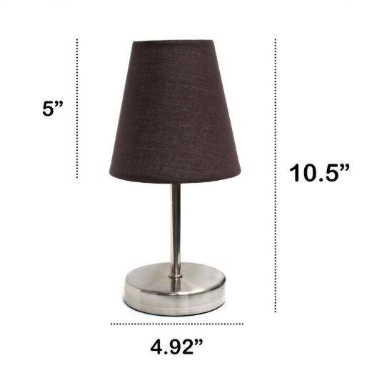 10.5 in. Iconic Duo Mini Sand Nickel Table Lamp 2-Pack Set, for End Tables, Nightstands, Offices, Brown Shades