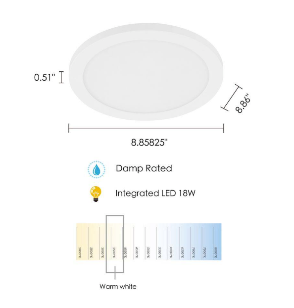 Eglo Trago 8.86 in. W x 0.51 in. H White Integrated LED Flush Mount Ceiling Light with White Acrylic Shade 203646A