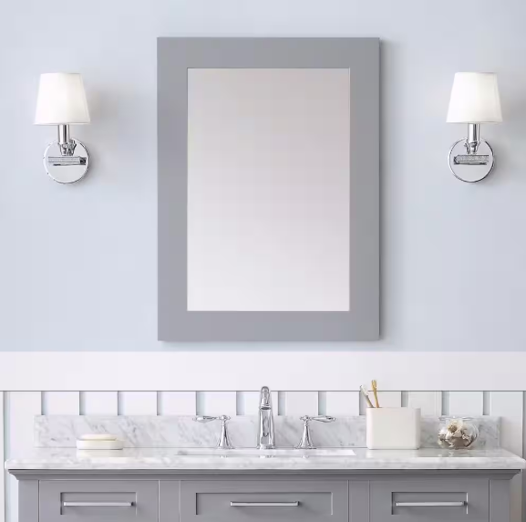 Home Decorators Collection Sonoma 22 in. W x 30 in. H Rectangular Framed Wall Mount Bathroom Vanity Mirror in Pebble Gray 8106500240