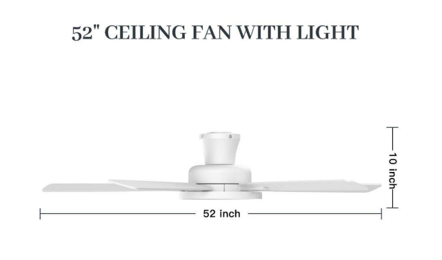 QRMOK T5 52 in. Indoor Ceiling Fan with Light, Remote Control, Quiet Fan with 3 CCT Light and Reversible Blades White TLY52-WE-5X-T5