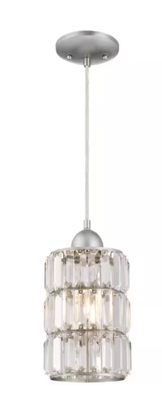 Westinghouse Sophie 1-Light Brushed Nickel Mini Pendant with Crystal Prism Glass Shade 6134700