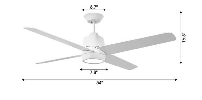 IHOMEadore 54 in. Indoor Integrated LED Modern Satin White Reversible Ceiling Fan with Light and Wall Control MD-CF444SW