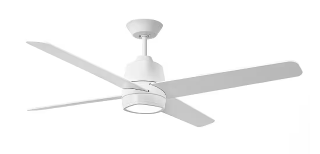 IHOMEadore 54 in. Indoor Integrated LED Modern Satin White Reversible Ceiling Fan with Light and Wall Control MD-CF444SW