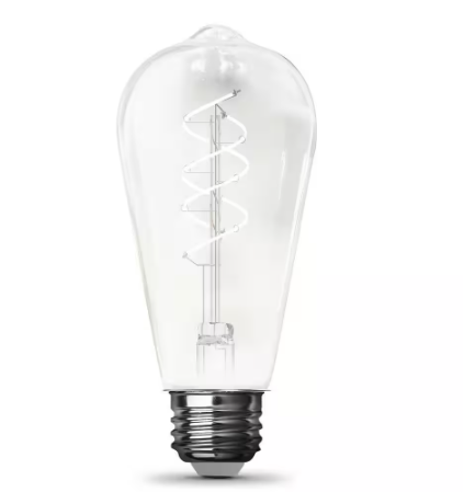 Feit Electric 40-Watt Equivalent ST19 Dimmable Double Spiral White Filament Clear E26 Vintage Edison LED Light Bulb, Soft White 2700K