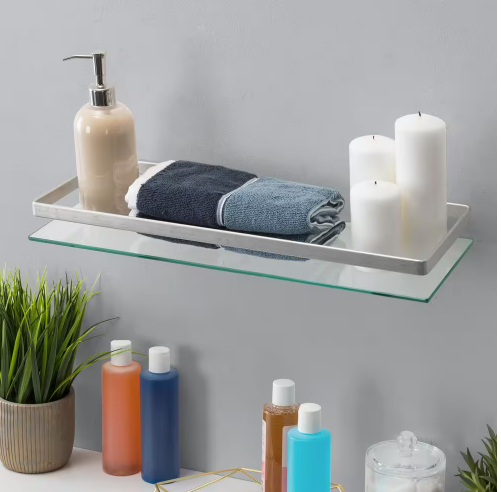 DANYA B 19.75 in. W Wall Mounted Tempered Glass Bathroom Shelf HA80550
