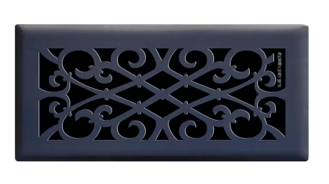 Hampton Bay Elegant Scroll 4 in. x 10 in. Steel Floor Register in Matte Black E1402MB04X10