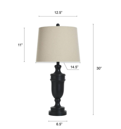 29.75 in. Dark Bronze, Cream Urn Task and Reading Table Lamp for Living Room with Beige Linen Shade