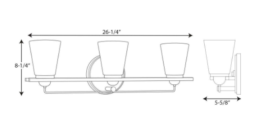 Progress Lighting Flight Collection 3-Light Brushed Nickel Etched Glass Coastal Bath Vanity Light P300002-009