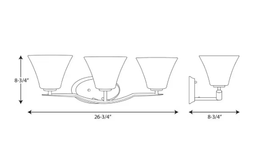 Progress Lighting Bravo Collection 3-Light Brushed Nickel Etched Glass Modern Bath Vanity Light P2006-09