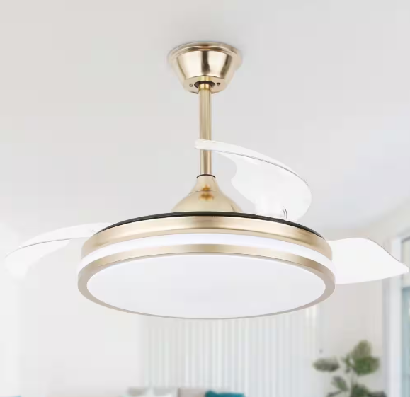 Oaks Aura Terra 42 in. LED Indoor French Gold 6-Speed Retractable Ceiling Fan with Light,Latest DC Motor,Remote Control DC4260-G