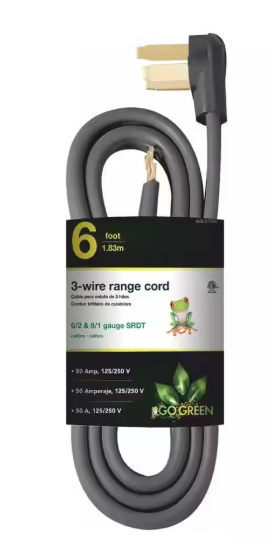 6 ft. 6/2 and 8/1 3-Wire Range Cord