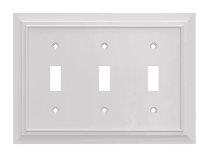 Hampton Bay (1-Pack) Derby 3-Gang White Switch/Toggle Plastic Wall Plate W31566C-W-C1