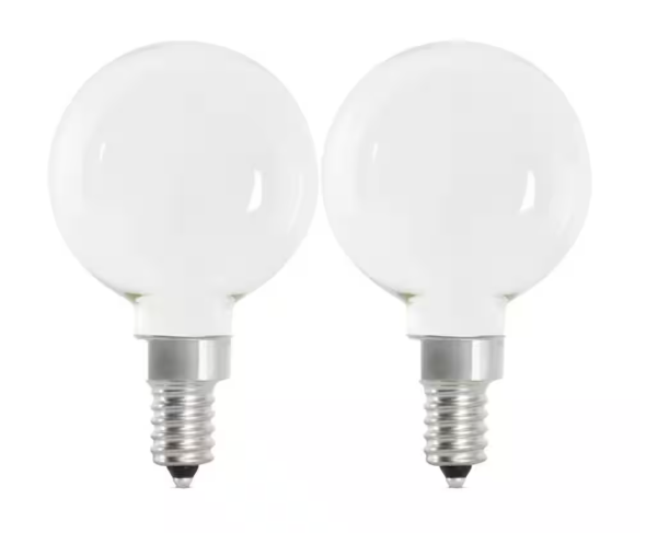 Feit Electric- 40-Watt Equivalent G16.5 Globe Dimmable Filament White E12 Candelabra LED Vintage Edison LIght Bulb, Soft White (2-Pack)