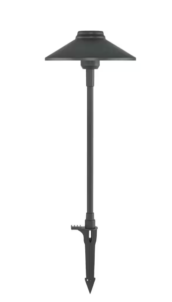 Hampton Bay 100 Lumen Low Voltage Black Integrated LED Single Tier Weather Resistant Outdoor Landscape Path Light LWP-M1BL3000KA2