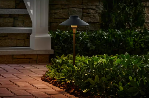 Hampton Bay 100 Lumen Low Voltage Black Integrated LED Single Tier Weather Resistant Outdoor Landscape Path Light LWP-M1BL3000KA2