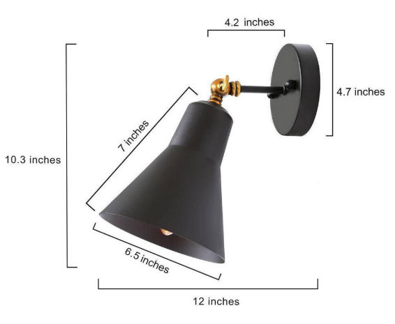 LNC Modern Black and Brass 1-Light Swivel Wall Sconce with Bell Metal Shade Industrial Wall Light Transitional Wall Lamp VZZF2EHD12807I5