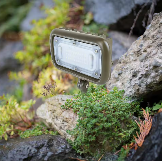 Commercial Electric 30W Line Voltage Bronze Integrated Outdoor LED Wall Wash Light with Adjustable Mounting Bracket for Landscape Lighting CEWW30BRZ