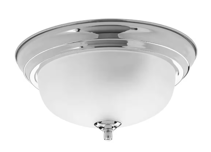 Progress Lighting Dome Glass Collection 1-Light Polished Chrome Flush Mount with Etched Glass P3924-15ET