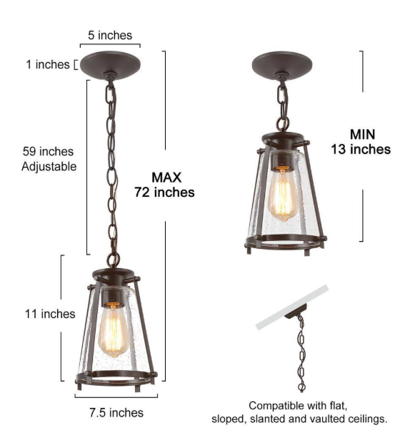 LNC Modern Farmhouse 1-Light Oil-Rubbed Bronze Mini Pendant Light with Bell-Seeded Glass Shade Kitchen Island Foyer Lantern 6BNUFIHD1362896