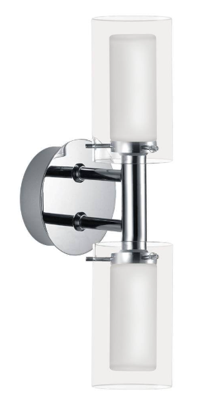 Eglo Palmermo 10.75 in. W x 4.45 in. H 2-Light Chrome Bathroom Wall Sconce with Frosted Glass Shades