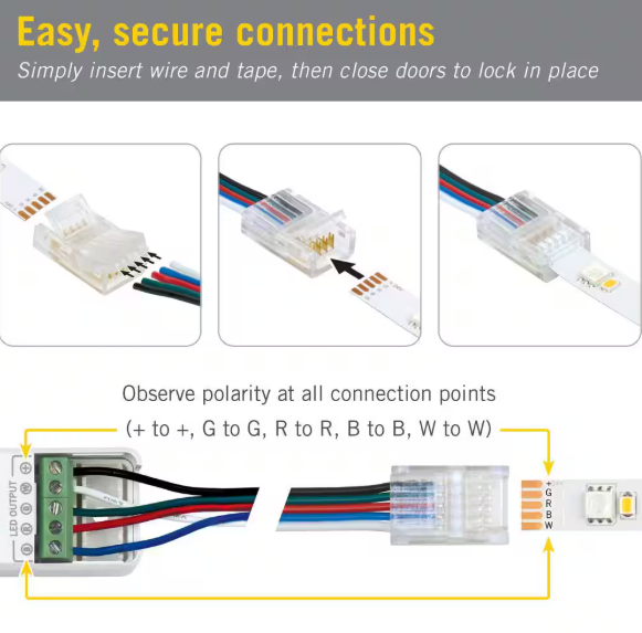 Armacost Lighting 5-Pin RGB+W Multi-Color Wire to Tape Connector Cord (6-Pack) 766220