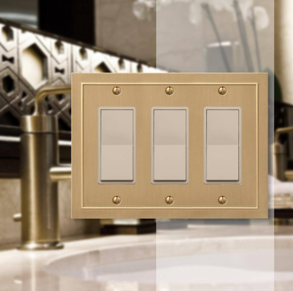 AMERELLE Bethany 3 Gang Rocker Metal Wall Plate - Brushed Bronze 57RRRBZ