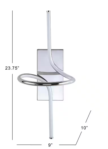 JONATHAN Y- Sketch 9 in. Chrome Minimalist Metal Integrated LED Vanity Light Sconce