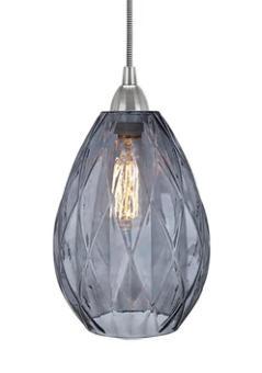 Aspen Creative- Adjustable One-Light Hanging Mini Pendant Ceiling Light, Transitional Design in Satin Nickel Finish, Smoke Glass Shade, 7" Wide