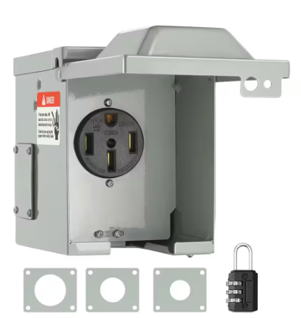 VEVOR RV Power Outlet Box Indoor/Outdoor 50 Amp 125-Volt/250-Volt Receptacle Panel NEMA 14-50R Single Outlet for RV Camper Car DGNRV50A1450RJD0NV0