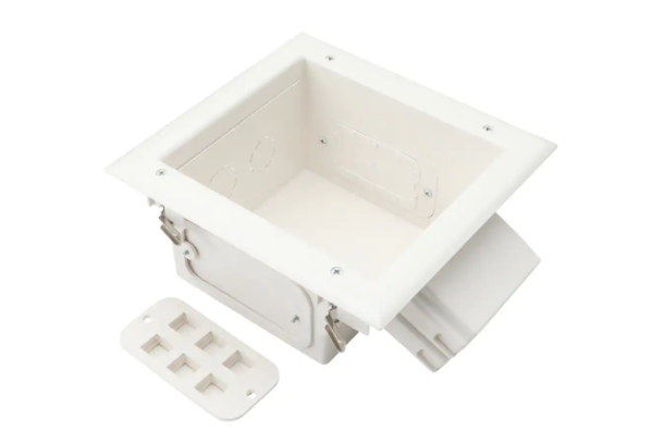 Commercial Electric White 1-Gang Cable Pass-Through Plastic Wall Plate TV Multimedia Recessed Box 5053-WH